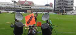 Preparing for our mid-match show a the 20-20 cricket at Trent Bridge