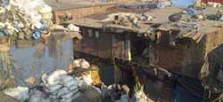 Inside Dharavi slum. There are many recycling businesses inside the slum and waste recycling arrives from around the world. We toured the slum with Reality tours, a charity who work inside the slum and help to improve living conditions there. If you visit Mumbai this is a must see.