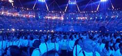 Katie in the centre of the stadium Katie in the centre of the stadium