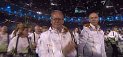 Katie following Team GB on their parade lap